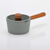 FİKA ALÜMİNYUM DÖKÜM SÜT TAVASI CAM KAPAKLI GRİ 16 CM - 2