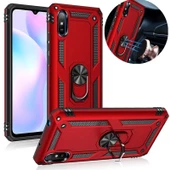 Smcase Xiaomi Redmi 9A Kılıf Vega Yüzüklü Çift Katmanlı Tank Kapak  Nano Ekran Koruyucu - 3
