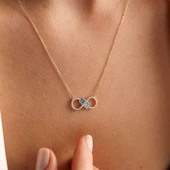 Sonsuzluk Altın Kolye Aquamarin Stone thumbnail 1