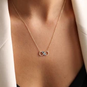 Sonsuzluk Altın Kolye Aquamarin Stone thumbnail 2