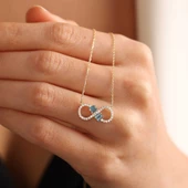 Sonsuzluk Altın Kolye Aquamarin Stone thumbnail 3