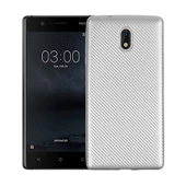 FitCase Nokia 3 Carbon Desen Arka Kapak Silver - 1