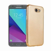 FitCase Galaxy J3 2017 Elektroliz Carbon Desen Arka Kapak Gold - 1