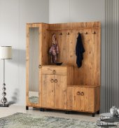 Erezoğulları Mobilya Elmas Portmanto Çift Askılık Ayakkabılık Aynalı 160x36x193 - 1