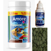Amore Tropical Mix Granules 125 ml Canlı Doğuran Balık Yemi ve Spirulina Tablet 12 Adet ve Contra Blue - 1