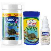 Amore Turtle Green Sticks 125 ml  Lotus 100 ml Su Kaplumbağası Yemi ve Vitamin Seti - 1