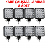8 Adet 11x11 16 Led Kare Off Road Traktör Tir Kamyon Sis Fari Sis Lambasi Çalisma Lambasi Projektör thumbnail 1