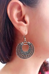 Vintage Şekilli Kadın Küpe Çift Adet Gümüş Kaplama El Yapımı Kadın Küpe thumbnail 4