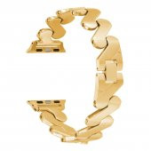 KNY Apple Watch 42 MM İçin Burgu Desenli Metal KRD-80 Kordon-Kayış  Altın - 1