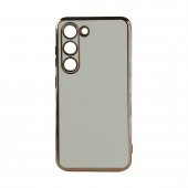 KNY Samsung Galaxy S23 Kılıf Parlak Kenarlı Laser Bark Silikon Beyaz - 1