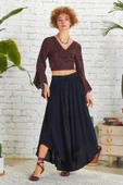 Paçası Detaylı Beli Lastikli Bol Paça Pantolon - 3