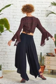 Paçası Detaylı Beli Lastikli Bol Paça Pantolon - 5