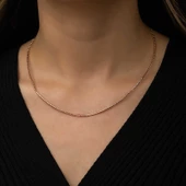 Gümüş Omega Choker Rose Zincir  SL3563 - 2
