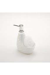 Seramik Süngerlikli Sıvı Sabunluk Dalgalı Desen Beyaz - 1