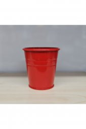 4lü Mini Metal Saksı Kova veya Şekerlik Kırmızı 9x8,5 cm no9 - 1