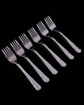 Paslanmaz Çelik Çizgi Desenli 6 Adet Tatlı Çatalı - 1