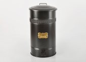 Metal Kapaklı Siyah Renk Galvaniz Metal Pedallı Çöp Kovası 30 Litre - 1