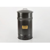 Metal Kapaklı Siyah Renk Galvaniz Metal Pedallı Çöp Kovası 16 Litre - 1
