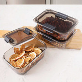 3'lü Kuru Gıda Erzak Saklama Kabı - Meyve & Sebze Saklama Kabı Seti - Kapaklı Beslenme Kabı 900mlx3 - 3