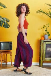 Etnik Desenli Beli Lastikli Salaş Şalvar Pantolon - 3