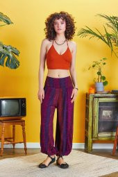 Etnik Desenli Beli Lastikli Salaş Şalvar Pantolon - 1