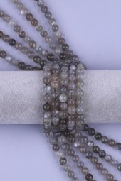 Gri Ay Taşı Doğal Taş Dizi 8 mm Küre Kesim - 1