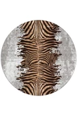 Frenda Home Zebra Desen Kaymaz Deri Taban Yuvarlak Halı  GRİ 140x140 - 1