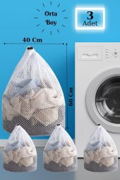 LBag | 3 Adet Çamaşır Yıkama Filesi İpli 40x60 Cm | Çorap Perde Filesi - 1