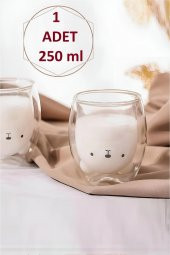 Çift Cidarlı 3d Ayıcık Figürlü Bardak 250 Ml Kahve Meşrubat Sunum Servis Cam Bardak - 2