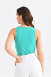 Askılı Bisiklet Yaka Kadın Yeşil Bodysuit - 5