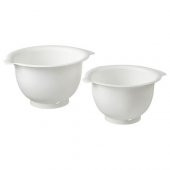 2 Parça Karıştırma Kabı, Beyaz Renk Meridyendukkan 22-26 Cm Kaydırmaz Alt Taban Çırpma Kabı - 1