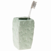 LY-J111B SERAMİK DİŞ FIRÇALIK ÇİÇEKLİ MAVİ MODEL 7X7X12CM - 1