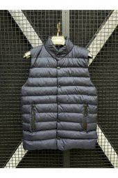 MODAY SOFT CASUAL LACİVERT SPOR DOLUM ŞİŞME YELEK YATAY DİKİŞ PATLI - 1
