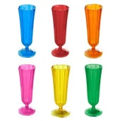 Porland Cam 6Lı Ayaklı Flüt Bardak 130cc Karma Renk - 1