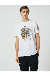 3sam10038hk KOTON Beyaz Erkek Jersey Pamuk T-shirt - 1