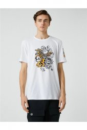 3sam10038hk KOTON Beyaz Erkek Jersey Pamuk T-shirt - 2
