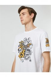 3sam10038hk KOTON Beyaz Erkek Jersey Pamuk T-shirt - 3