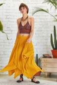 Bohem Tarz Katlı Salaş Beli Lastikli Uzun Etek thumbnail 1