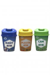 dilekstores   Sıfır Atık Geri Dönüşüm Atık Kutusu 3lü Set-60 Lt Kargo Dahil - 1
