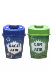 dilekstores   Sıfır Atık Geri Dönüşüm Atık Kutusu 2li Set-60 Lt Kargo Dahil - 1