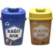 Ecrin ECRİN TMZ. Ve GIDA -Sıfır Atık Geri Dönüşüm Atık Kutusu 2li Set 60 Lt - 1