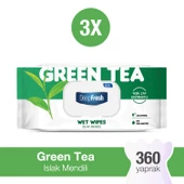 Deep Fresh Doğal Özler Yeşil Çay Islak Mendil 3 x 120 Yaprak - 1