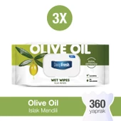 Deep Fresh Doğal Özler Zeytinyağı Islak Mendil 3 x 120 Yaprak - 1