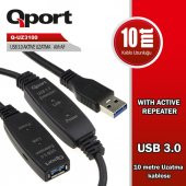 QPORT Q-UZ3100 10m USB3.0 UZATMA KABLOSU,REPATERLI - 1