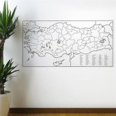 Yazılabilir Türkiye Haritası Manyetik Duvar Stickerı 110 x 56 cm - 1