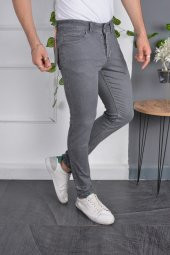 Erkek Jeans Skinny Fit Likralı Antrasit Gri Dar Paça Kot Pantolon - 2