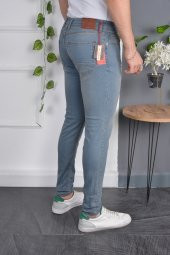 Erkek Jeans Slim Fit Likralı Mavi Dar Kesim Tırnaklı Kot Pantolon - 2