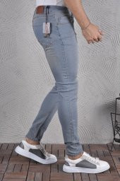 Erkek Jeans Skinny Fit Likralı Açık Mavi Eskitilmiş Görünümlü Dar Paça Kot Pantolon - 2