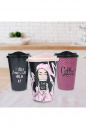 3 Adet Kahve Bardağı Seti Dekoratif Plastik Kahve Muhafaza Bardağı - 1