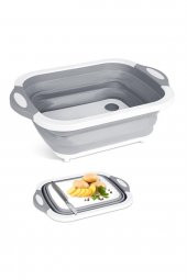 Katlanabilir Süzgeçli Kesme Tahtası Ve Badya - 2